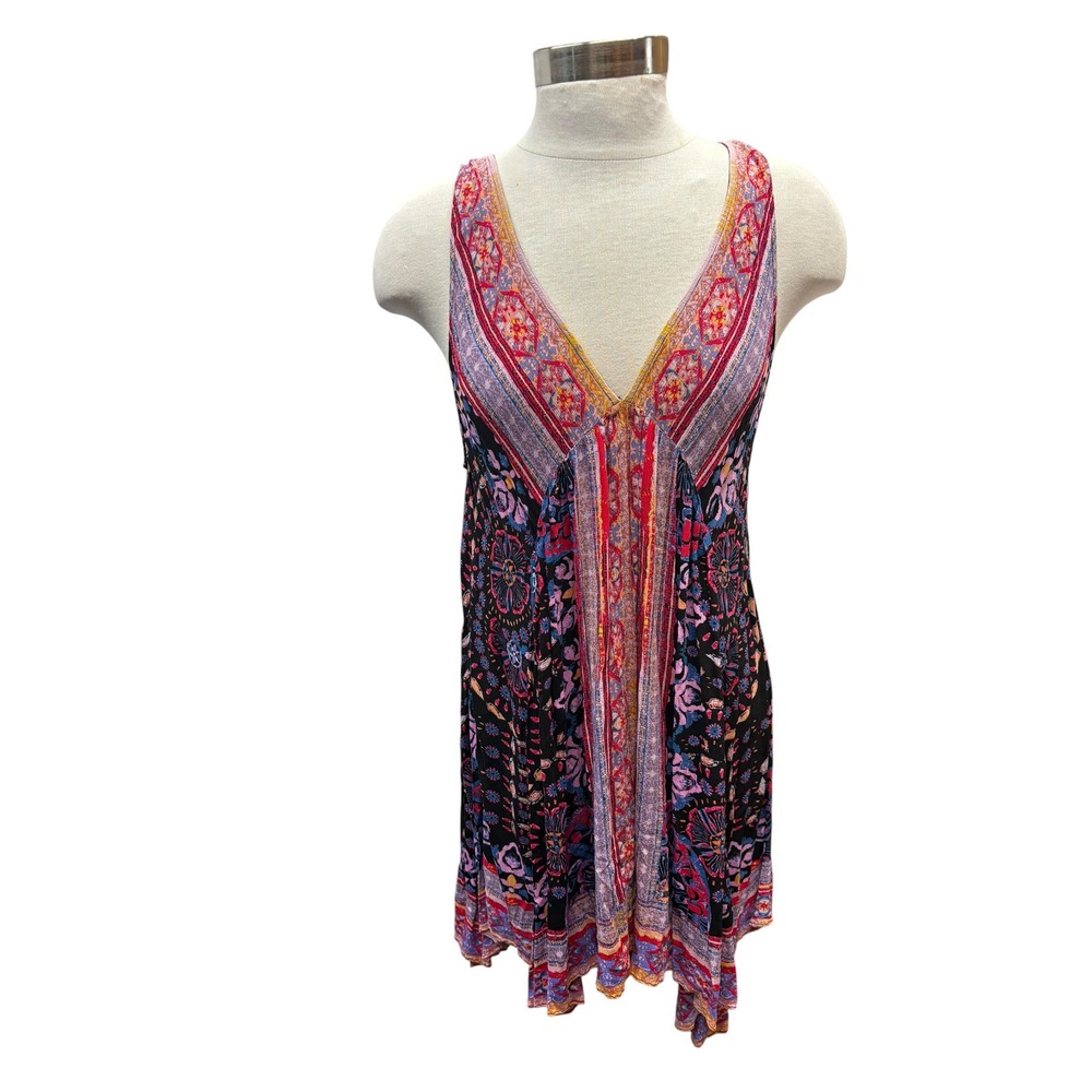 Free People Gypsy Trapeze Slip Dress Multicolor Boho Floral Festival Flowy M